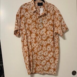 Rolla’s Men's Floral Shirt in Burnt Orange and White